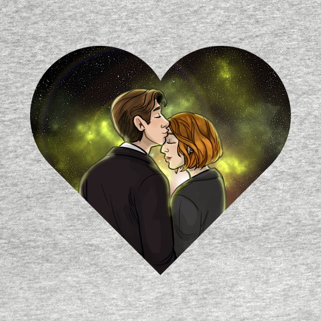 X-Files Mulder Scully OTP Kiss Ship by quietsnooze